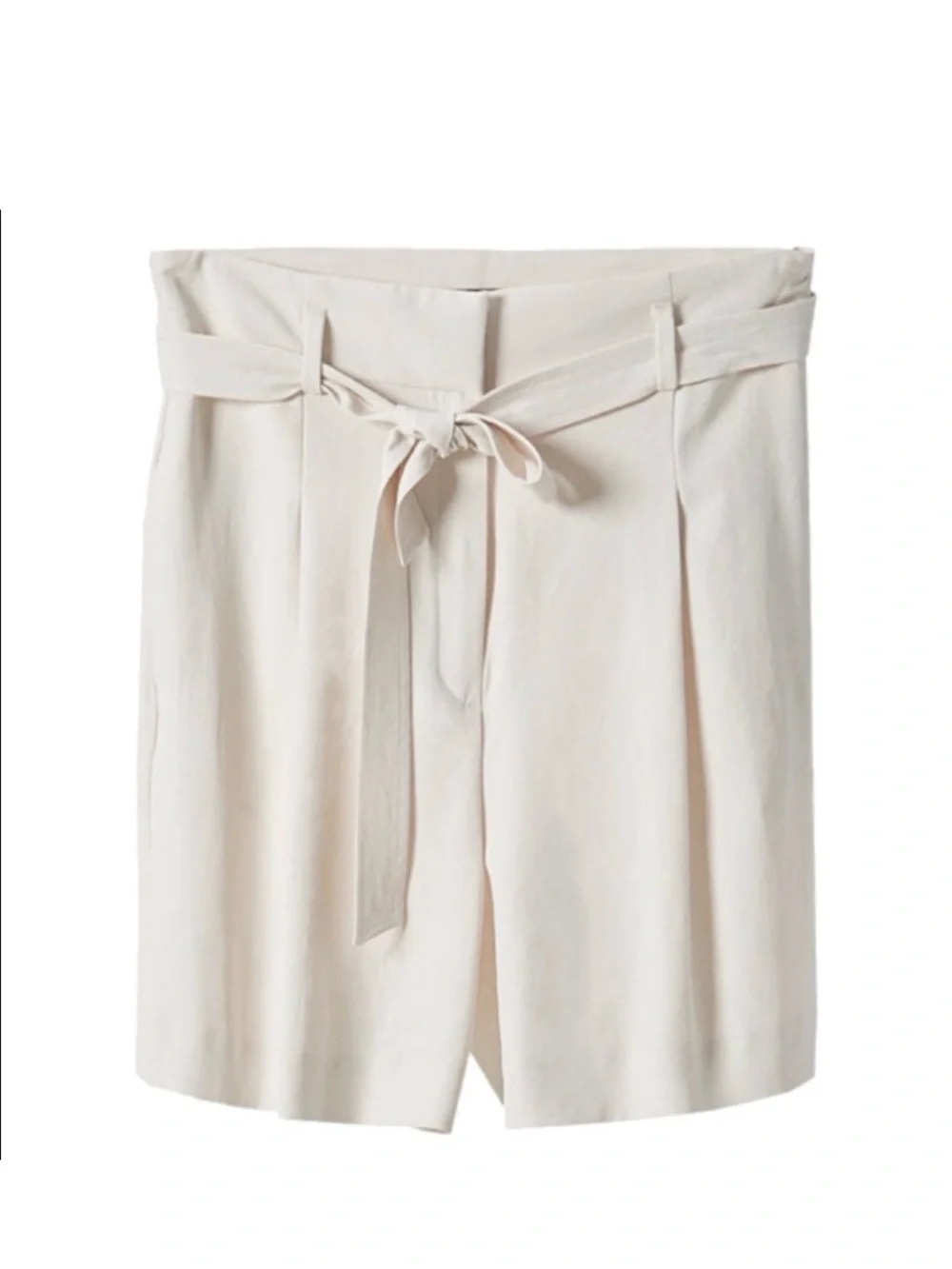 Massimo Dutti Cream Paperbag Tie-Waist Shorts EU Size 40 Like New